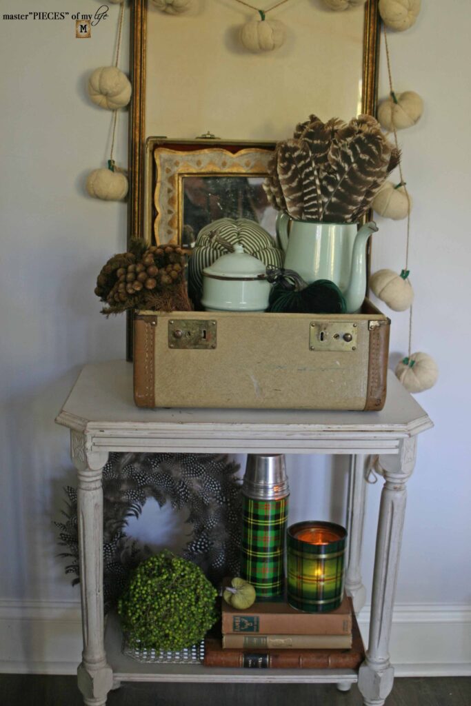 vintage suitcase fall vignette