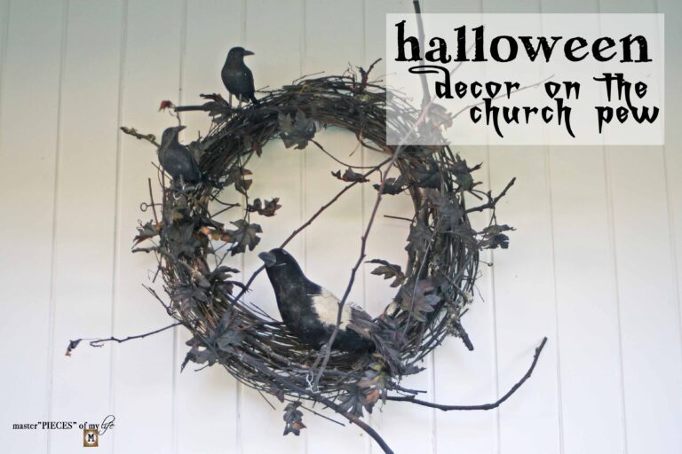 halloween decor on the church pew