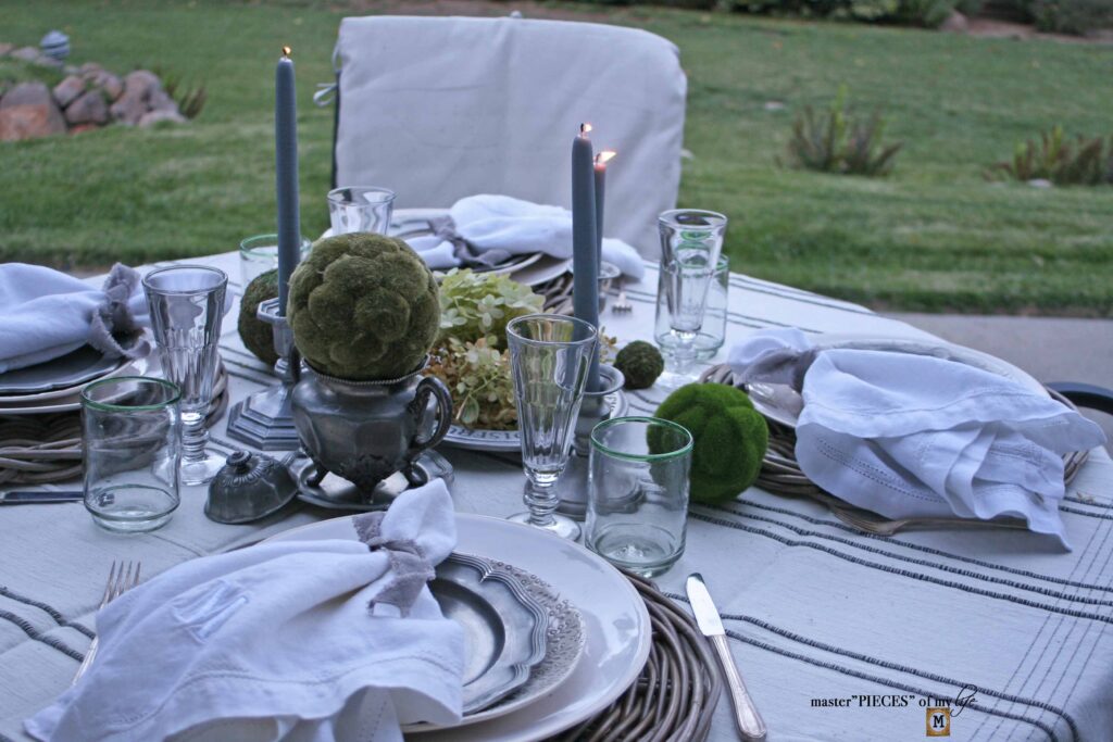 thrifted pewter garden table design