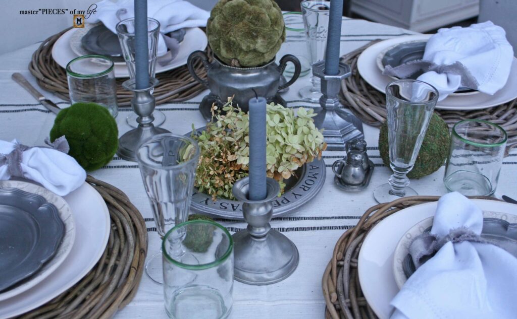 thrifted pewter garden table design