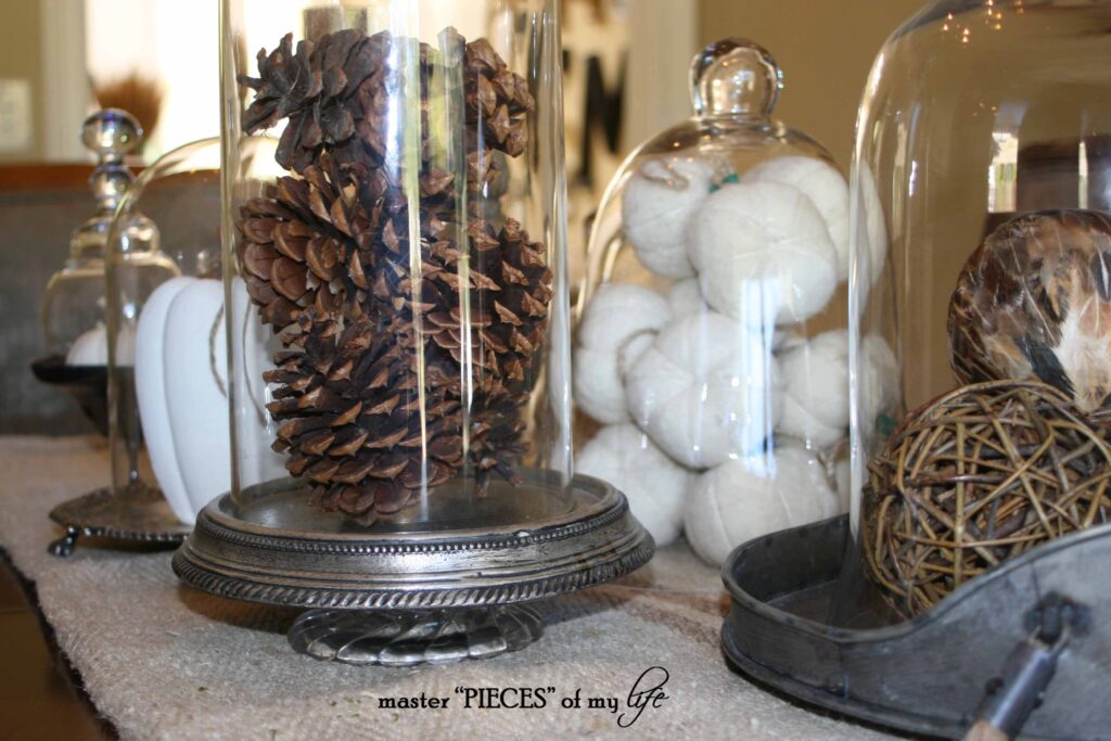 pine cone cloche decor