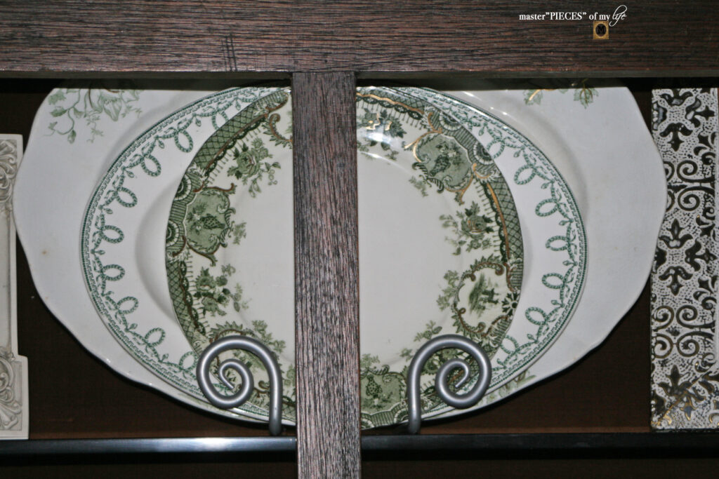 thrifted green transferware