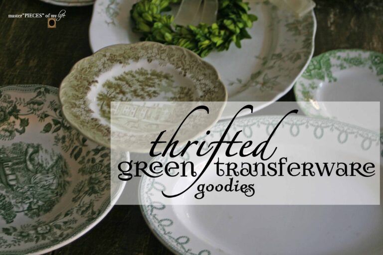 thrifted green transferware goodies