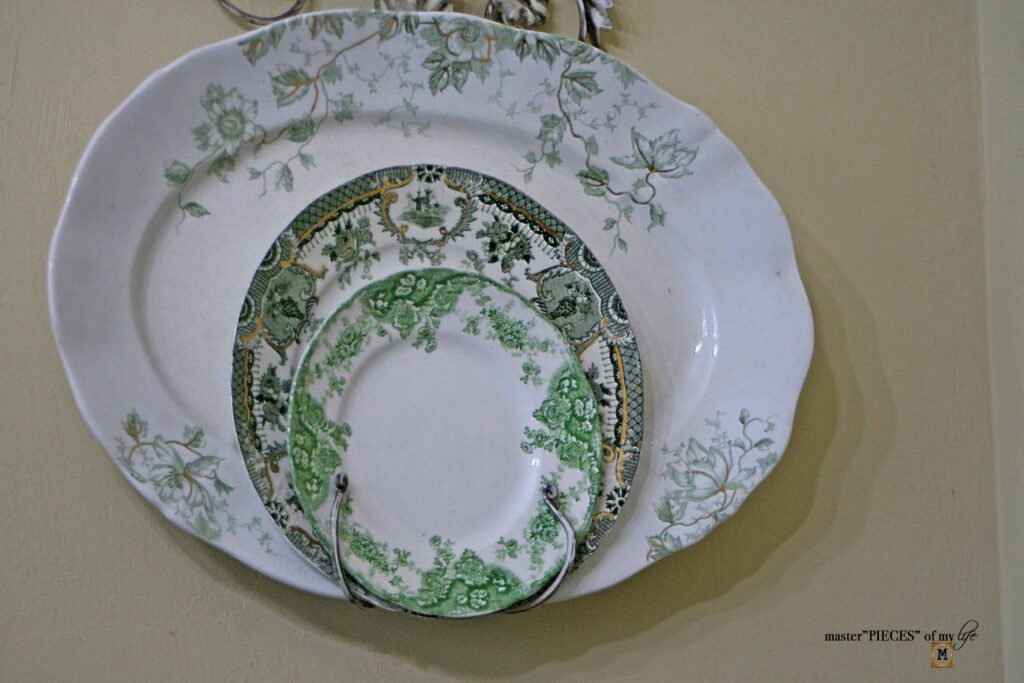 thrifted green transferware