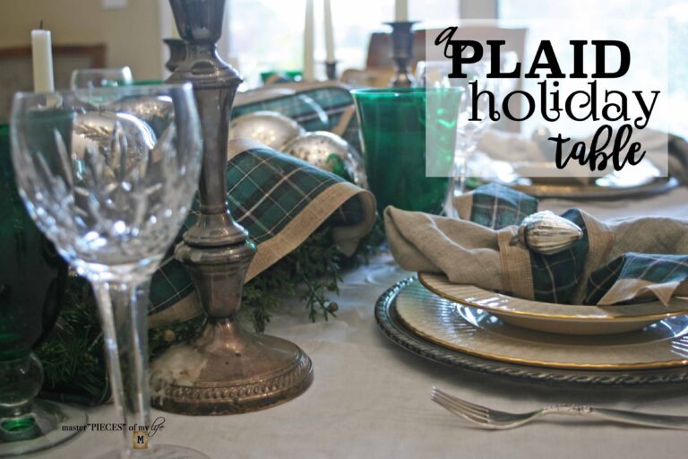 a plaid holiday table