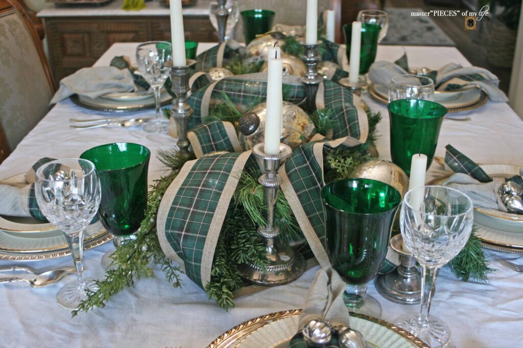plaid holiday table