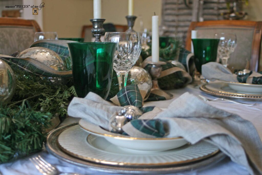 plaid holiday table