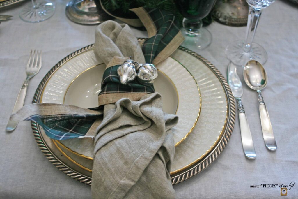 thrifted silver for Christmas decor