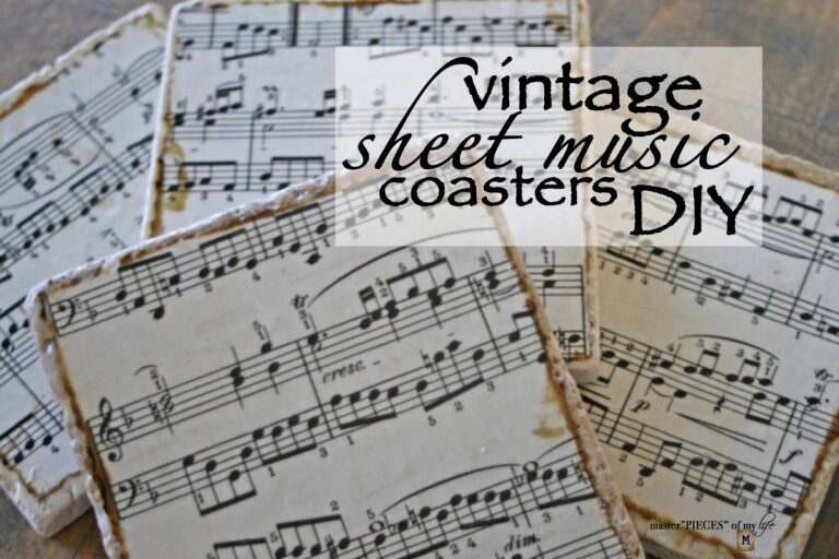 vintage sheet music coasters DIY