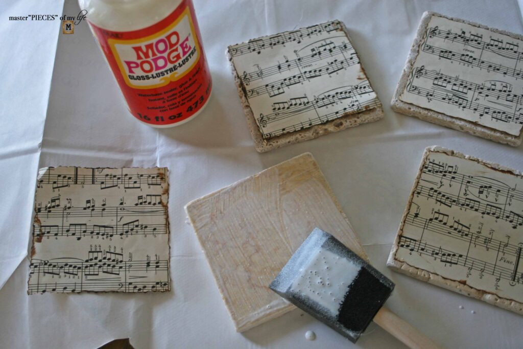 vintage sheet music coasters DIY