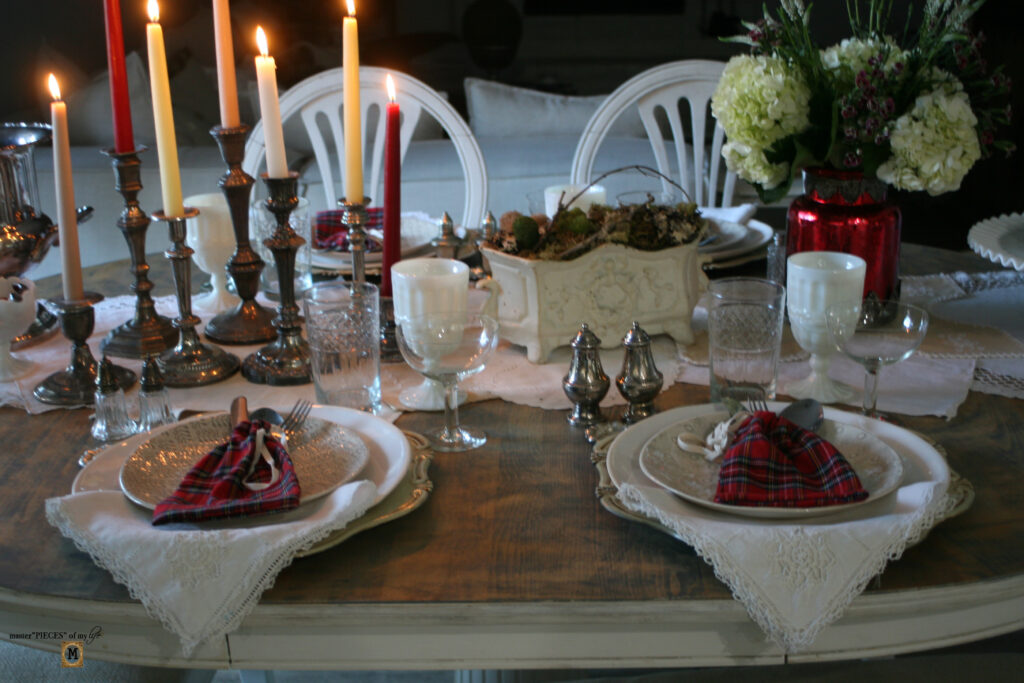 setting a red & neutral Valentine's day table
