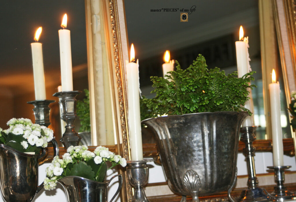 thrifted silver for Christmas decor