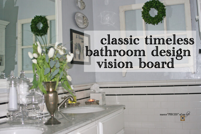 classic timeless bathroom design vision board