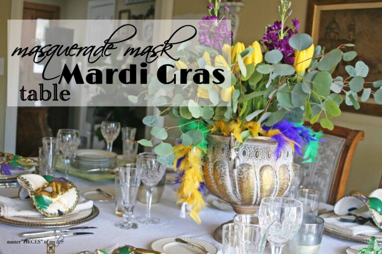 masquerade mask Mardi Gras table