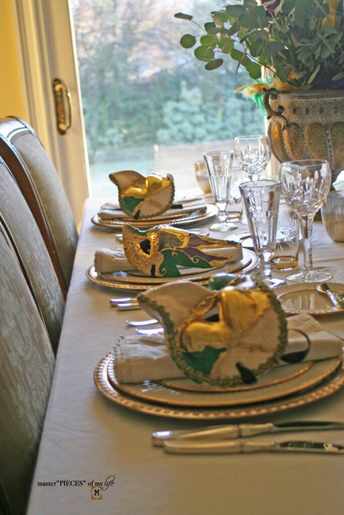 masquerade mask Mardi Gras tablescape