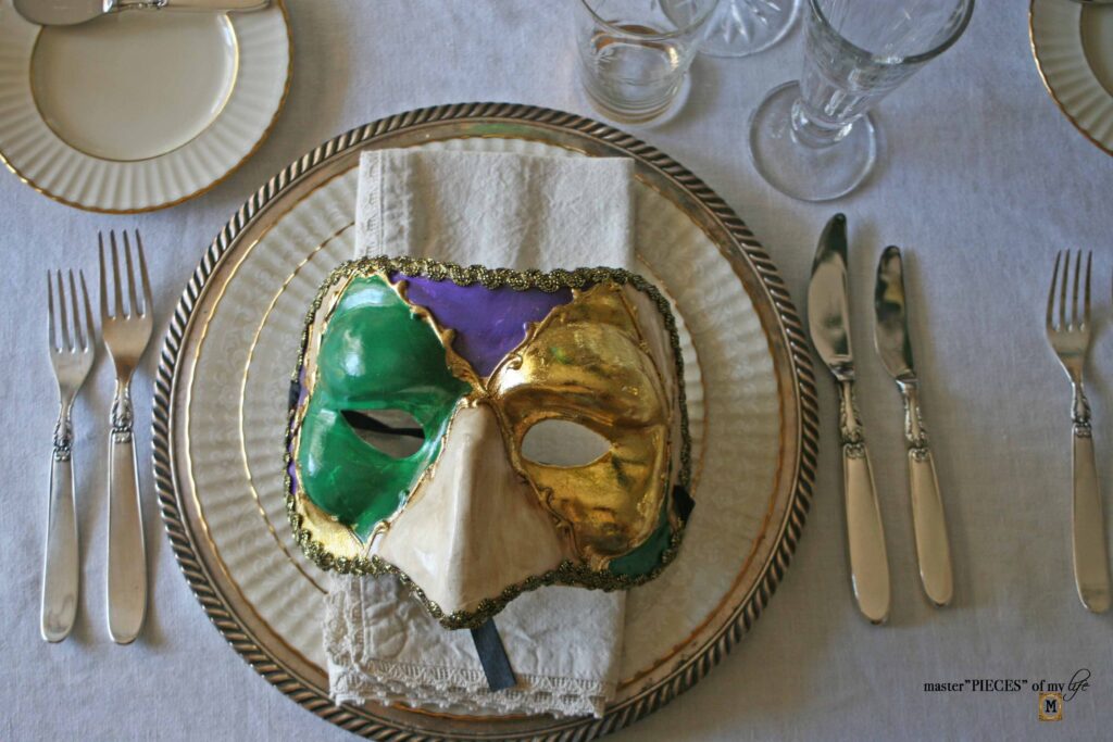 masquerade mask Mardi Gras table