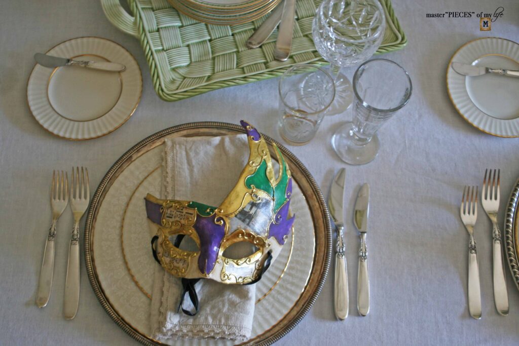 masquerade mask Mardi Gras tablescape