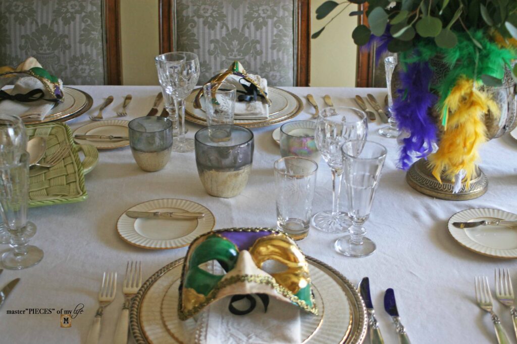 masquerade mask Mardi Gras table