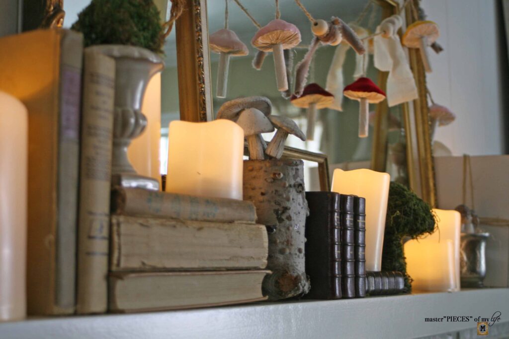 mushroom mantel styling