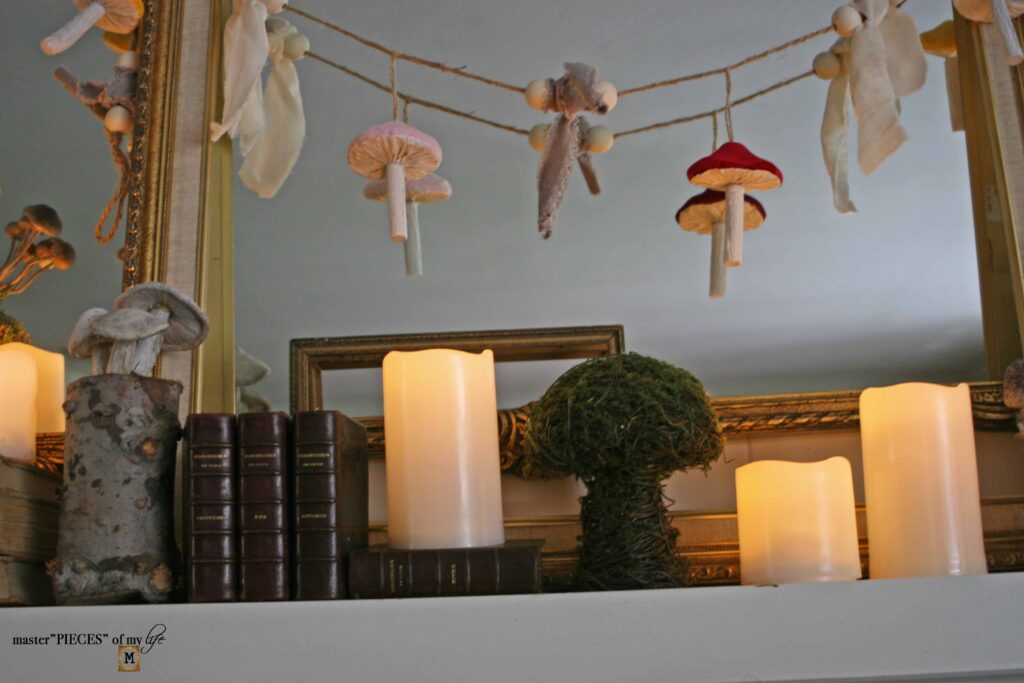 mushroom mantel styling