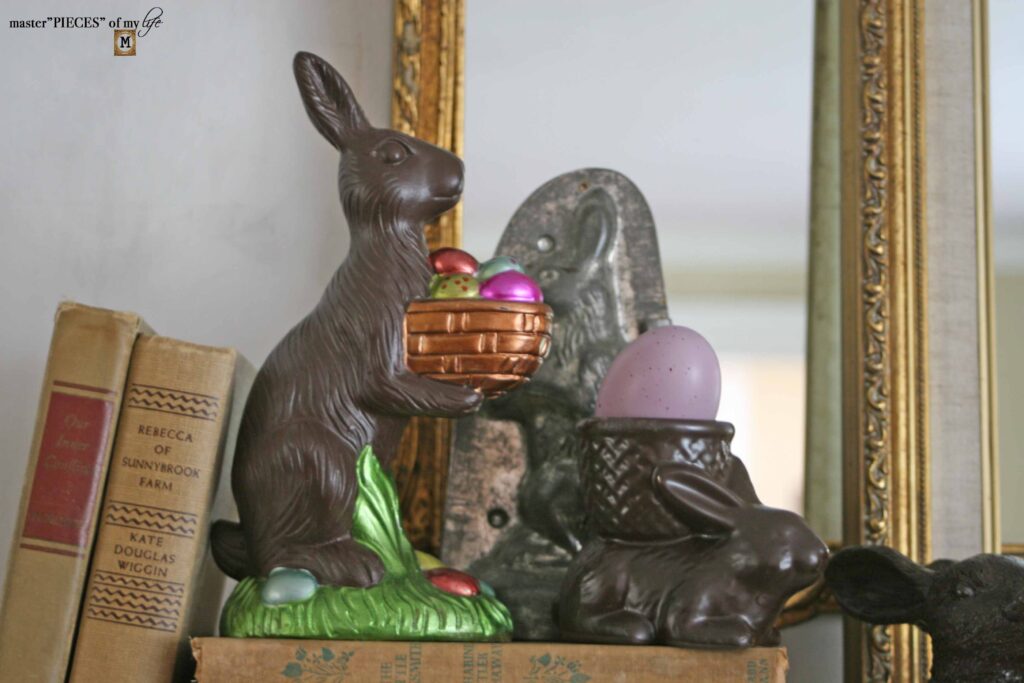 faux chocolate bunny mantel design