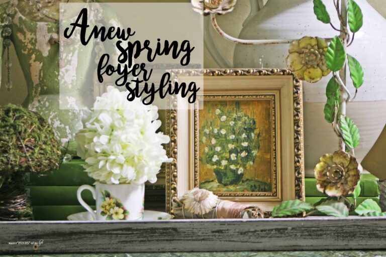 a new foyer styling with spring decor