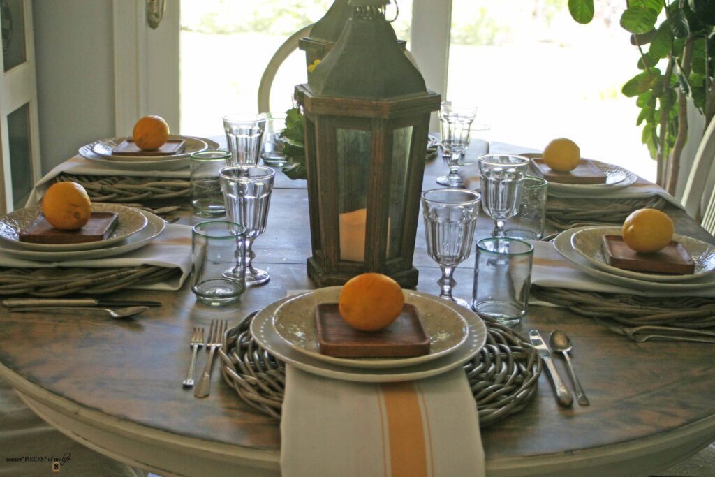 a sunny rustic farmhouse tablescape