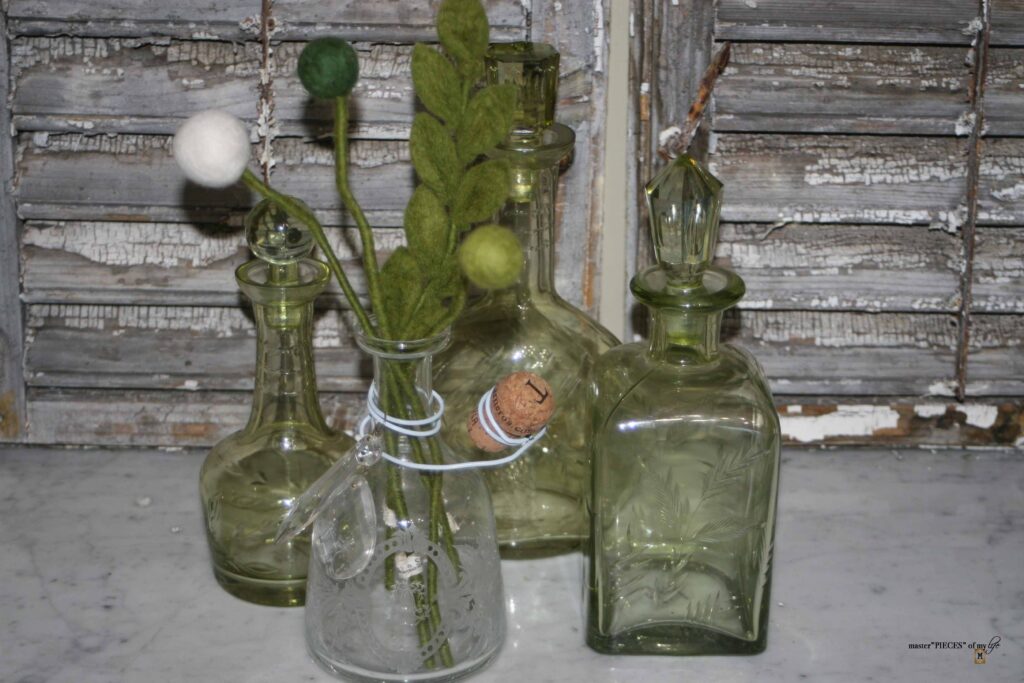 thrifted etched apothecary bottle