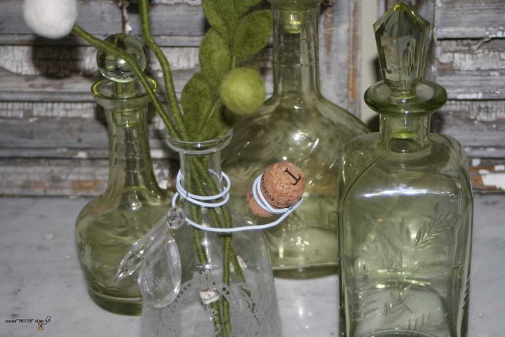 thrifted etched apothecary bottle