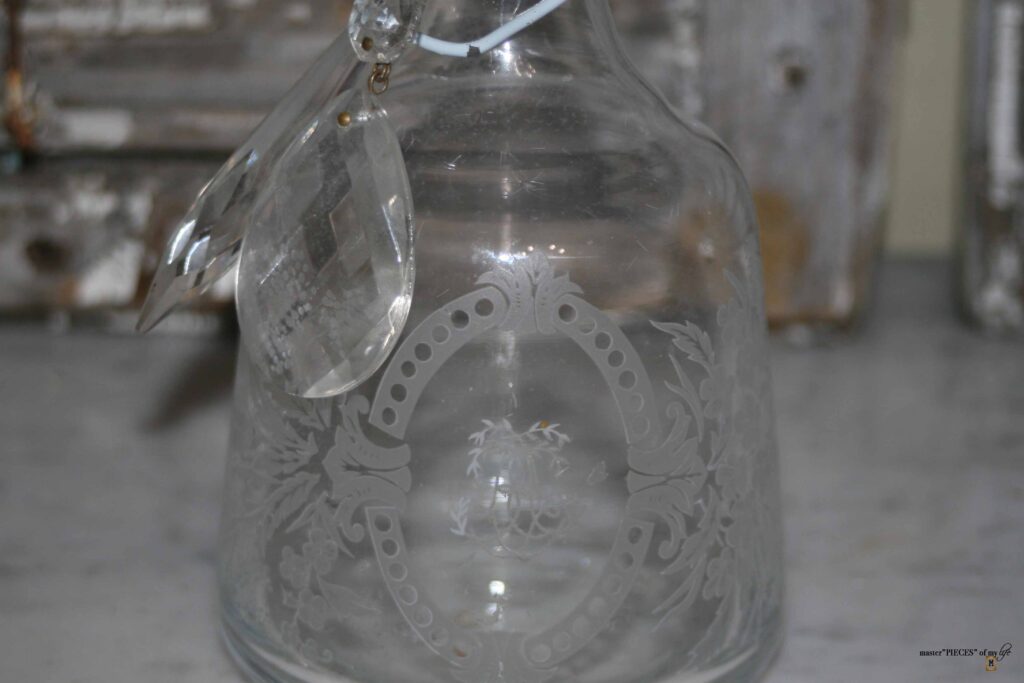 thrifted etched apothecary bottle