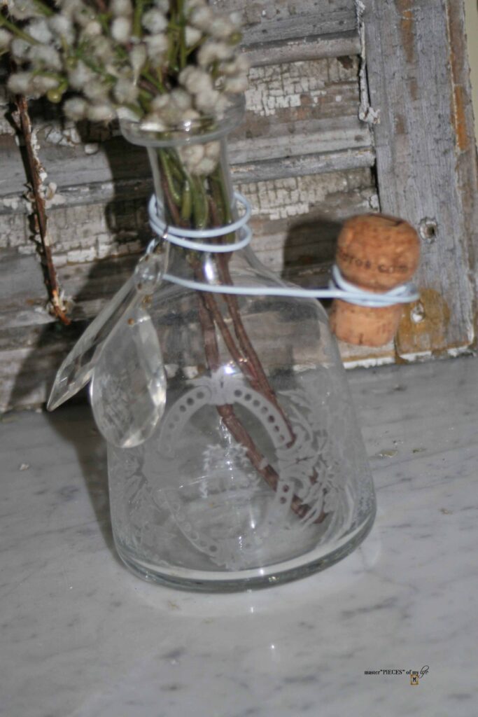 thrifted etched apothecary bottle