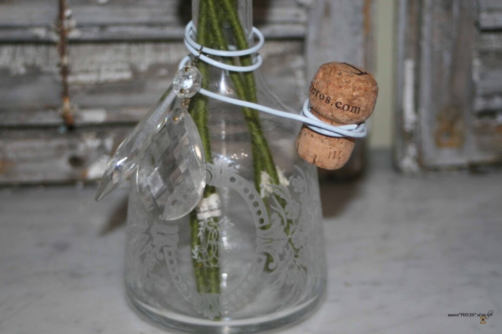 thrifted etched apothecary bottle