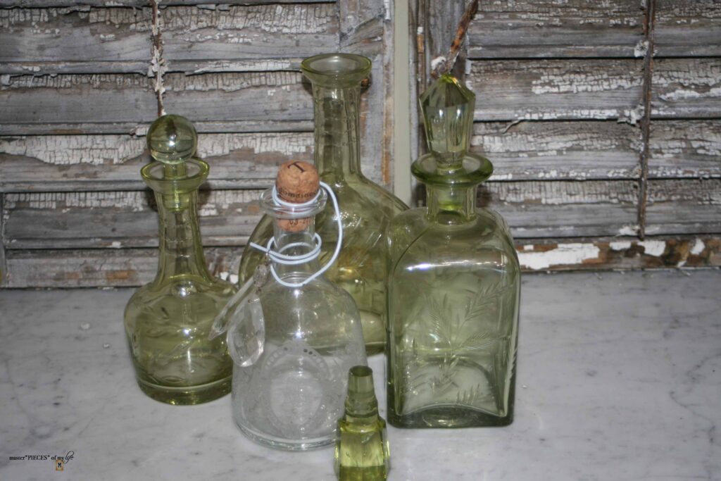 thrifted etched apothecary bottle