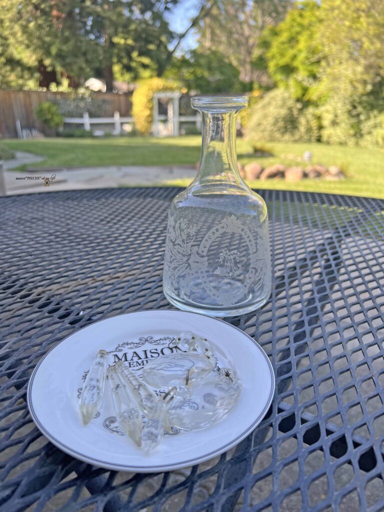 thrifted etched apothecary bottle
