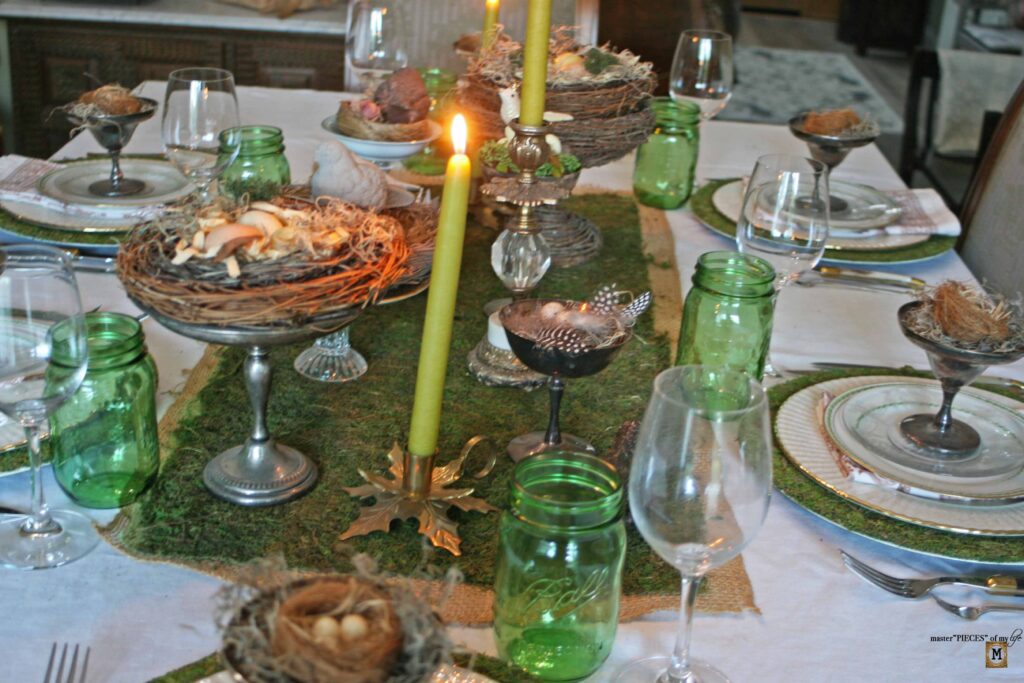 spring nesting tablescape