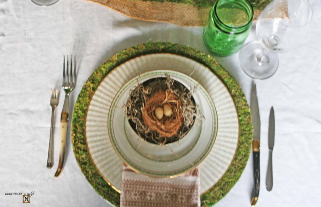 spring nesting tablescape