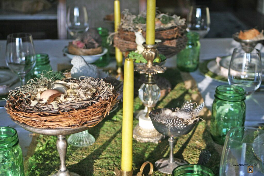 spring nesting tablescape