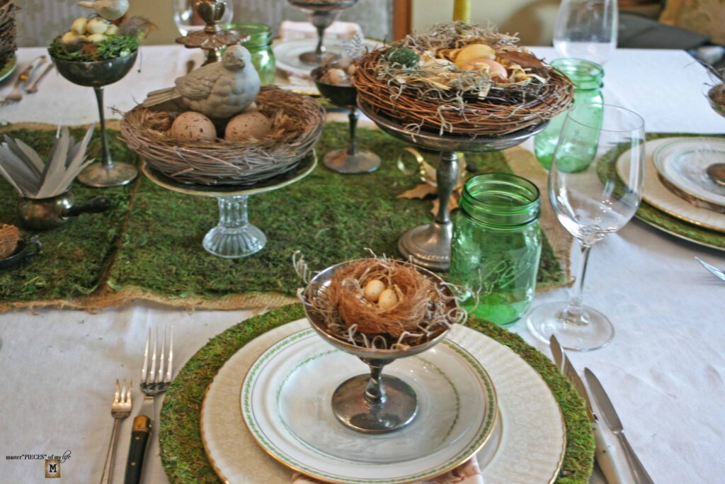 spring nesting tablescape