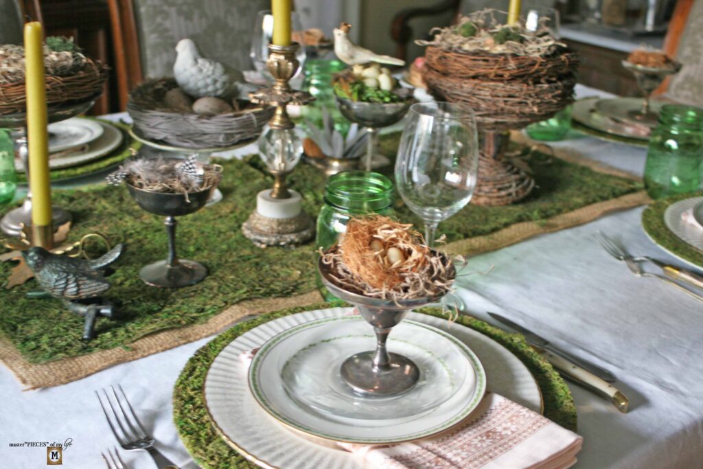 spring nesting tablescape