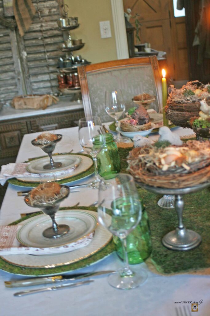 spring nesting tablescape