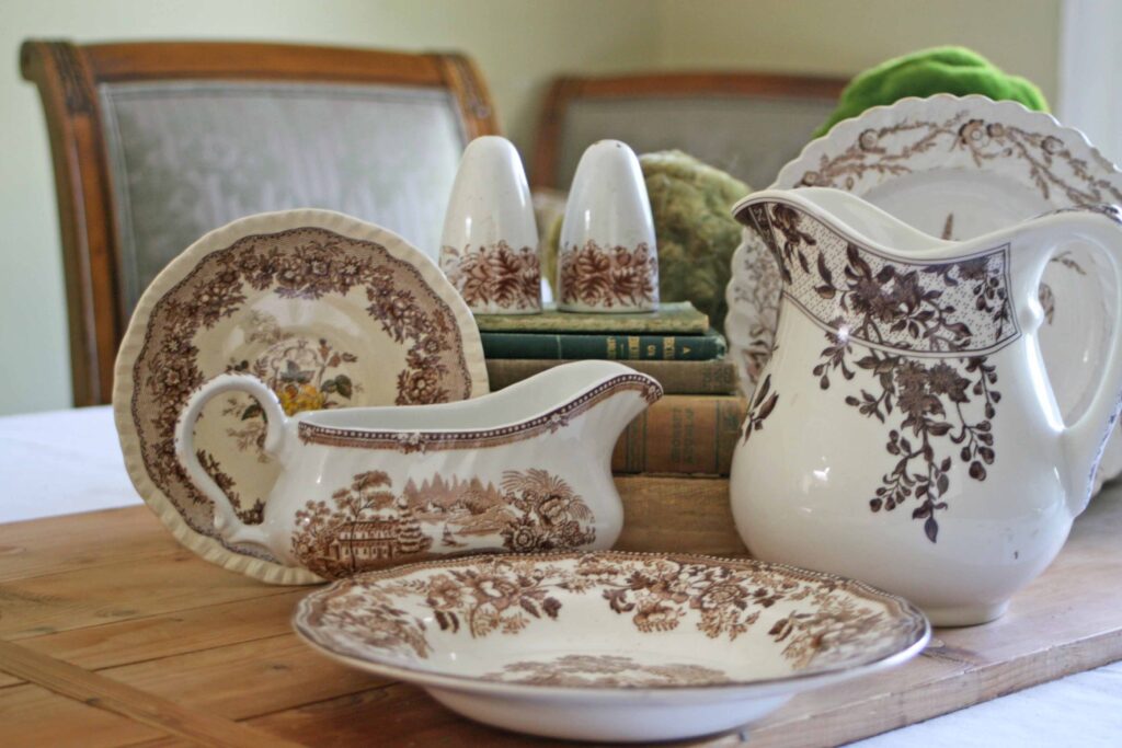 vintage brown transferware collection