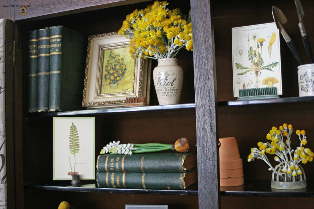 garden styling in an antique secretary desk