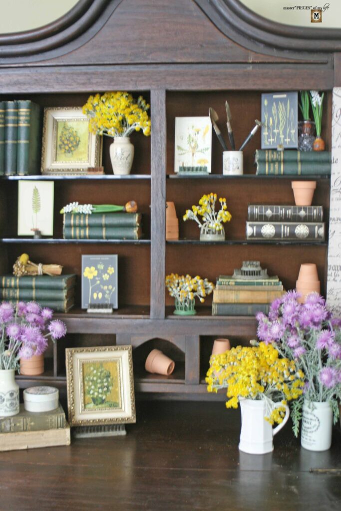 garden styling in an antique secretary desk