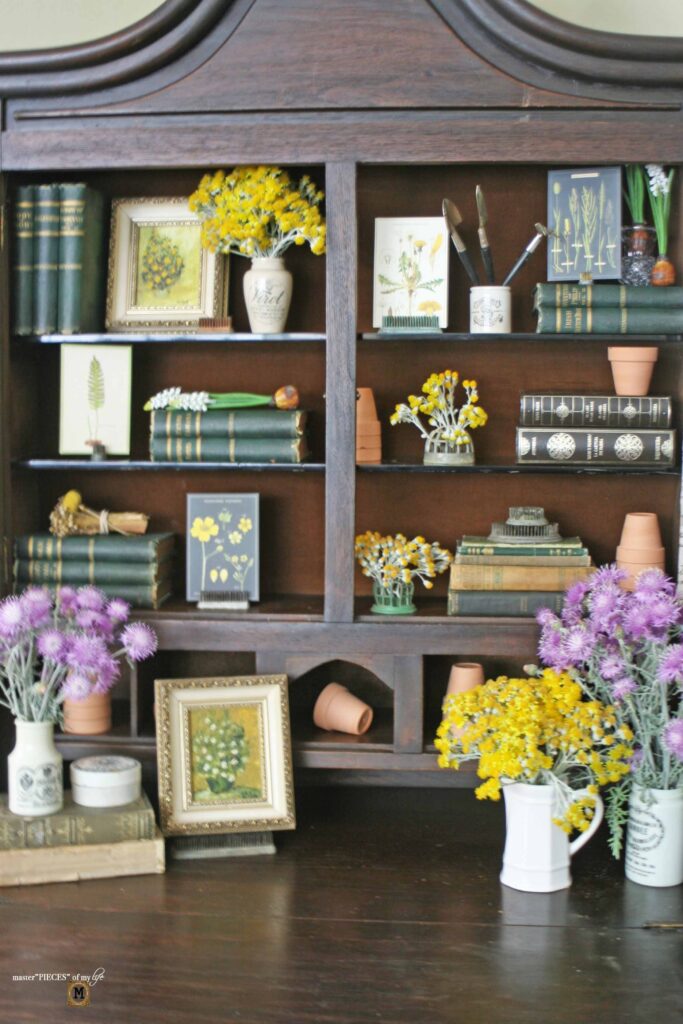 garden styling in an antique secretary desk