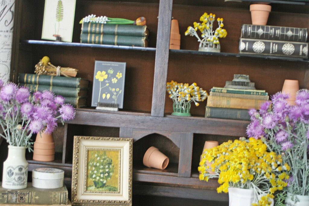 garden styling in an antique secretary desk