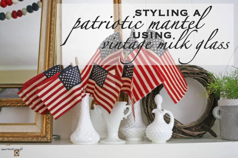 styling a patriotic mantel using vintage milk glass