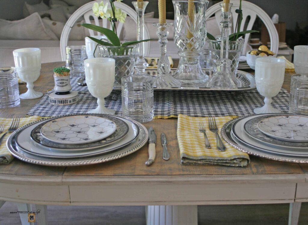 orchid and beeswax candle tablescape