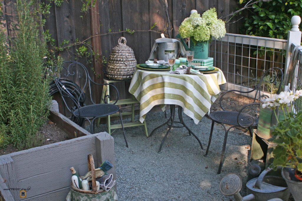 green tablescape in the garden
