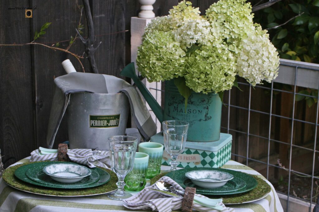 green garden tablescape
