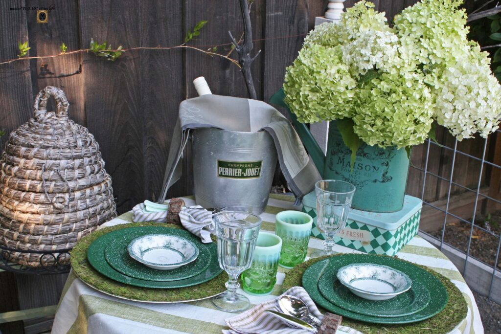green garden tablescape

